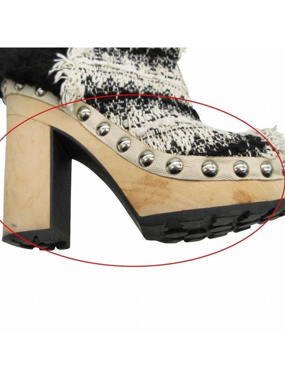 Chanel Long Boots Tweed Lapenfa CC Logo Wood Heel 35 - Picture 9 of 10